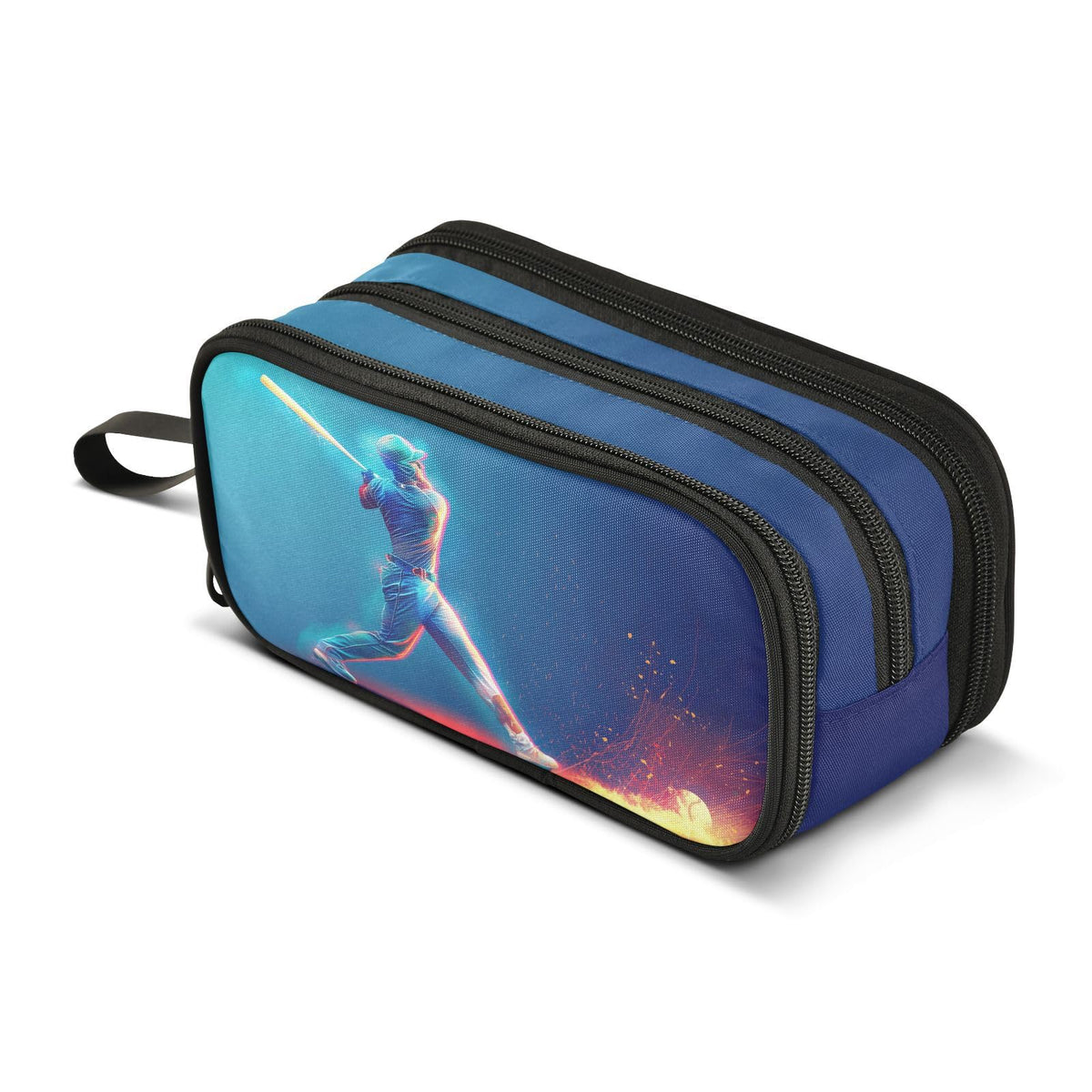 Sletend Pencil Case Baseball Sport 3 Compartments Pencil Pouch