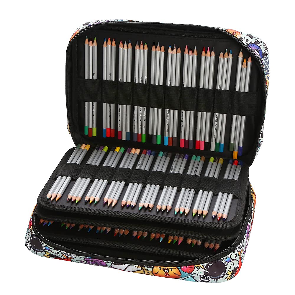 Lbxgap 300 Slots Colored Pencil Case w/Handle & Shoulder Strap
