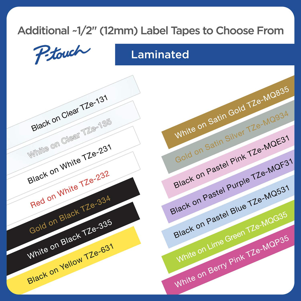 Brother Genuine P-Touch, TZe-6312Pk Tape ½” (12mm) 2-Pack Laminated P-Touch Tape, Black On Yellow