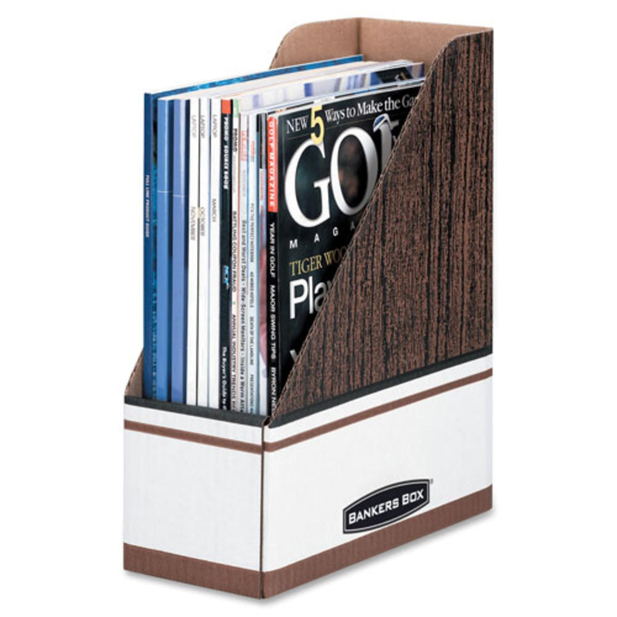 Bankers Box 12-Pack Magazine File Holders, Oversized Letter, Wood Grain