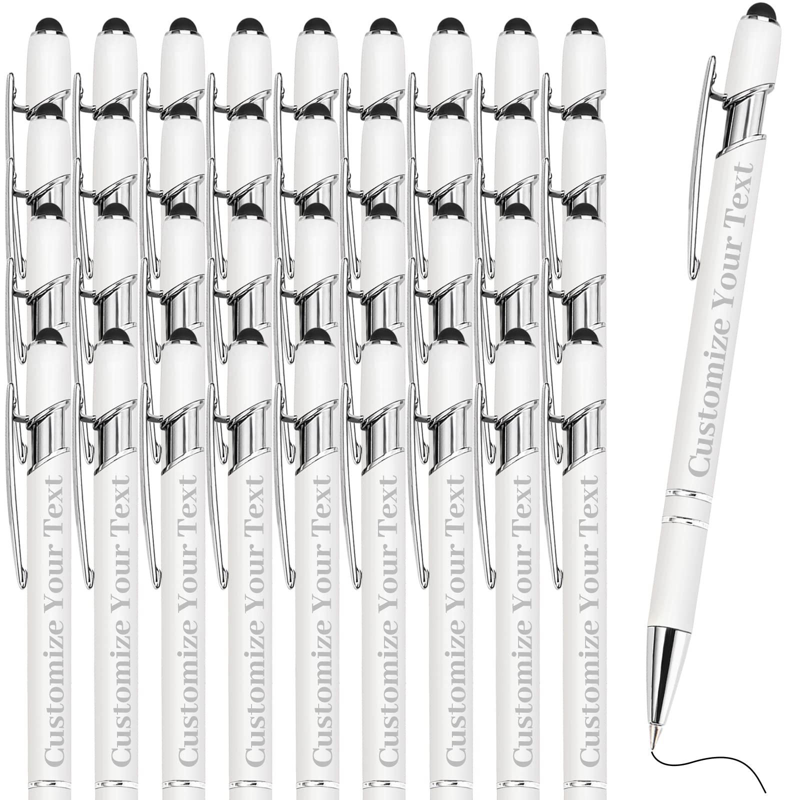 Fadace Up to 500 Pcs Personalized Pens Bulk Custom Customized Pen with Stylus Free Engraving