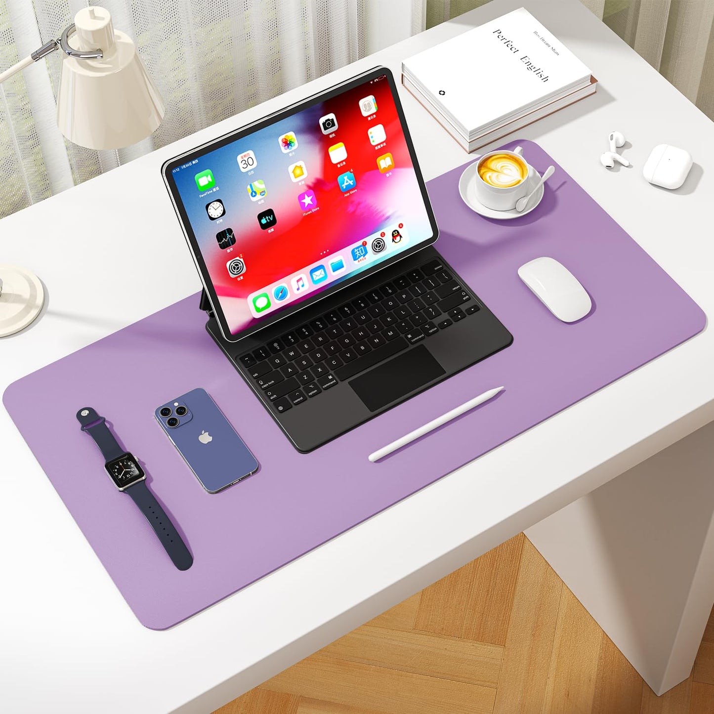 Leather Desk Pad Protector, Waterproof Mouse Pad, PU Desk Mat, Office Desk Cover, Desk Writing Mat