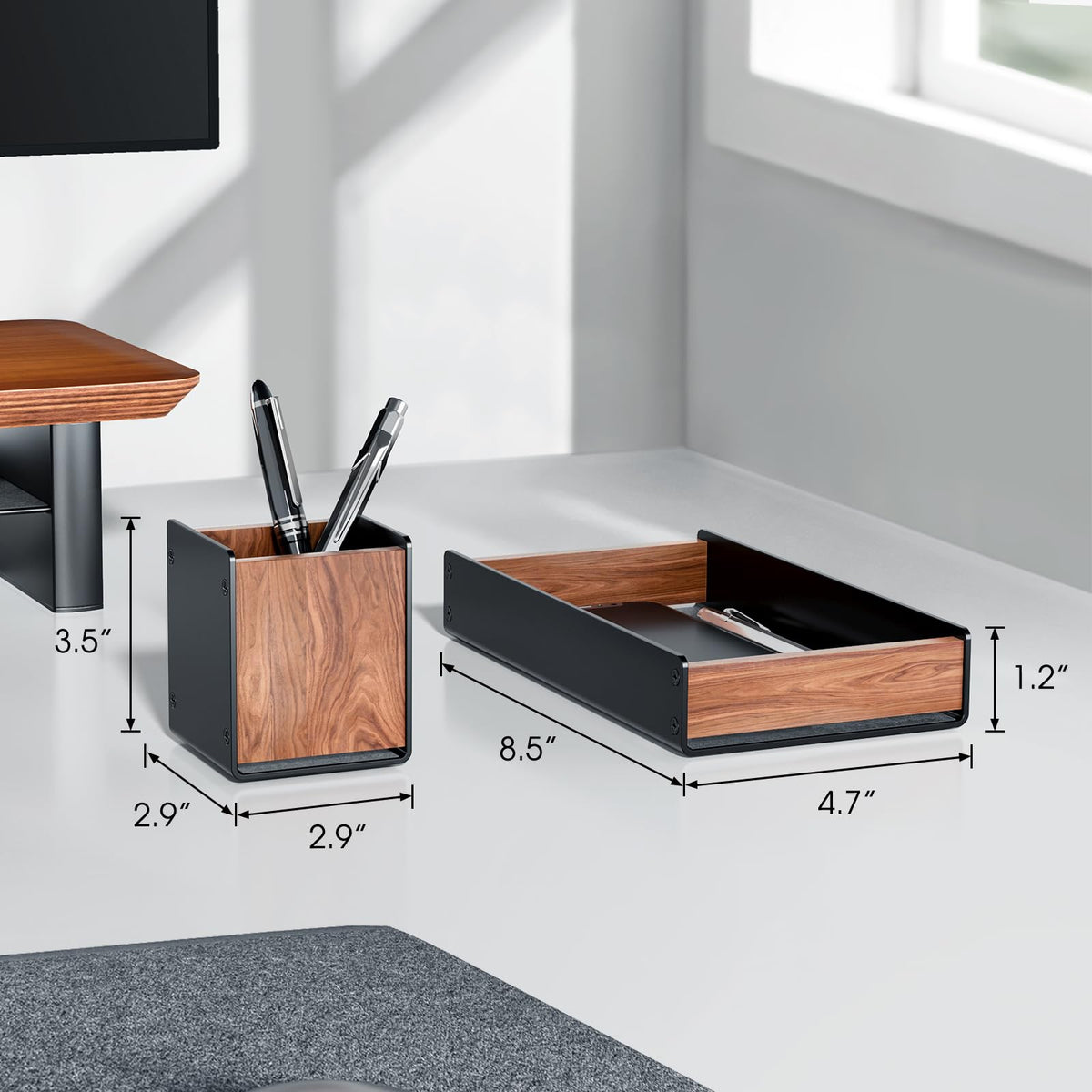 UPERGO Desk Organizer Tray Pen and Pencil Holder Set