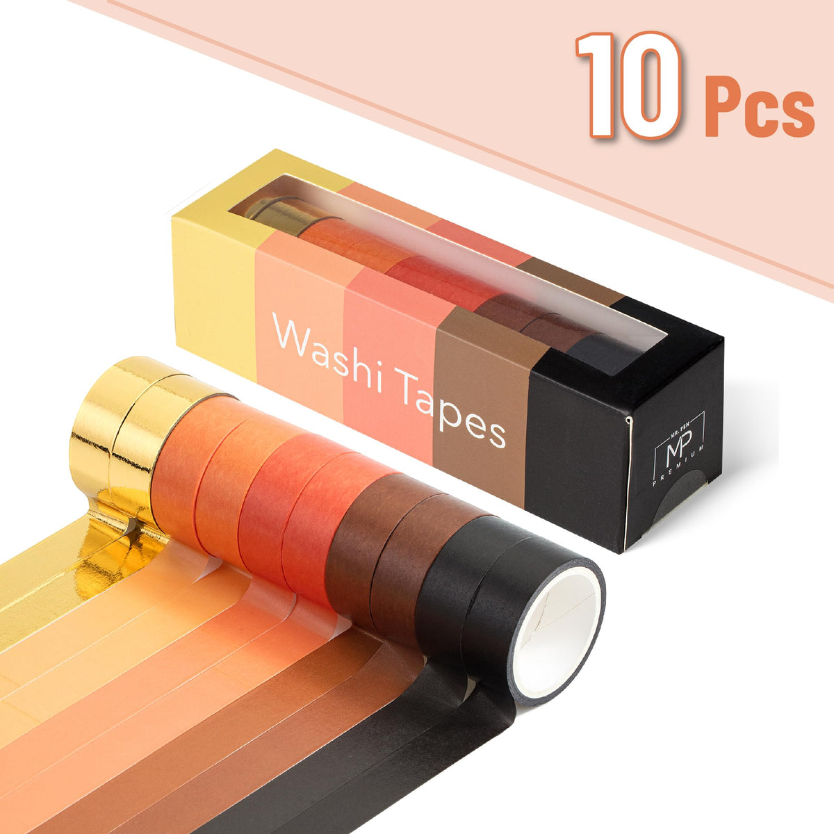 Mr. Pen- Washi Tape Set, 10 Rolls, 5 Yards/Roll, Washi Tape for Scrapbook