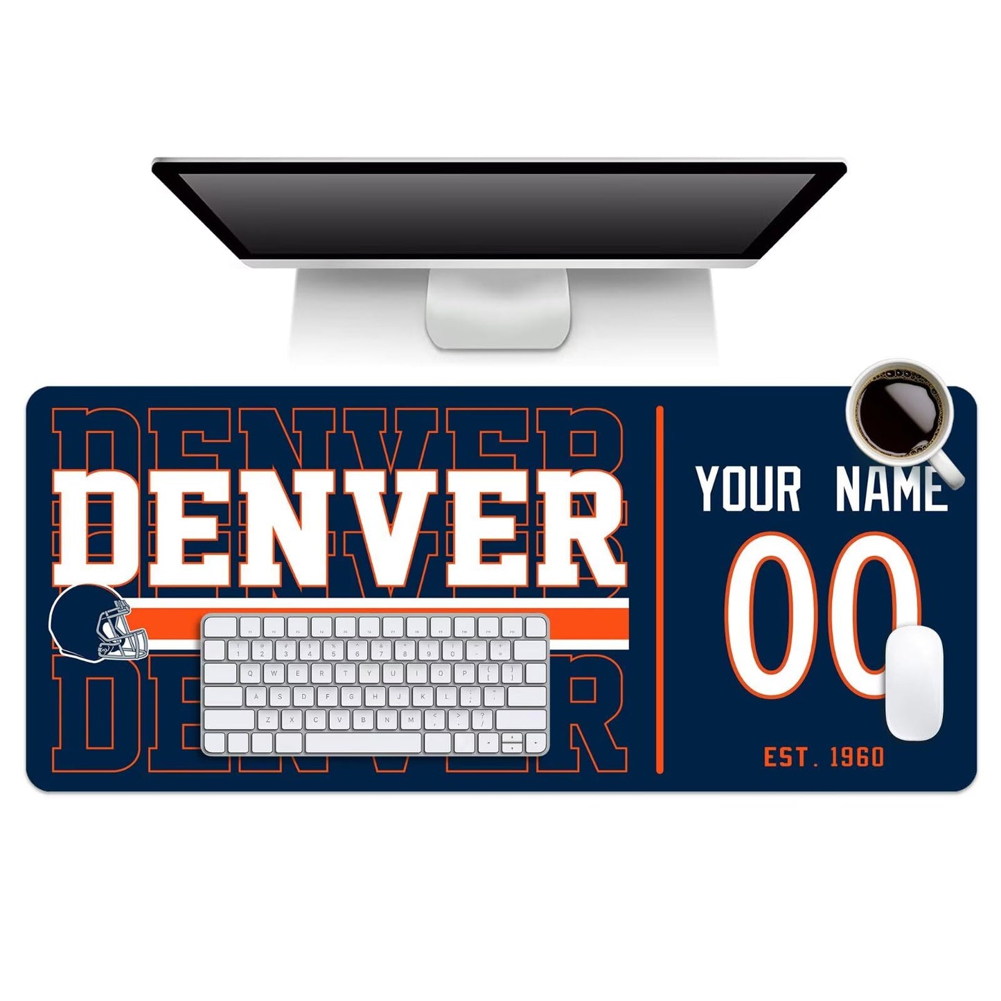 ANTKING Denver Mouse Pad Custom Name and Number Desk Pad for Men Women Youth Gifts