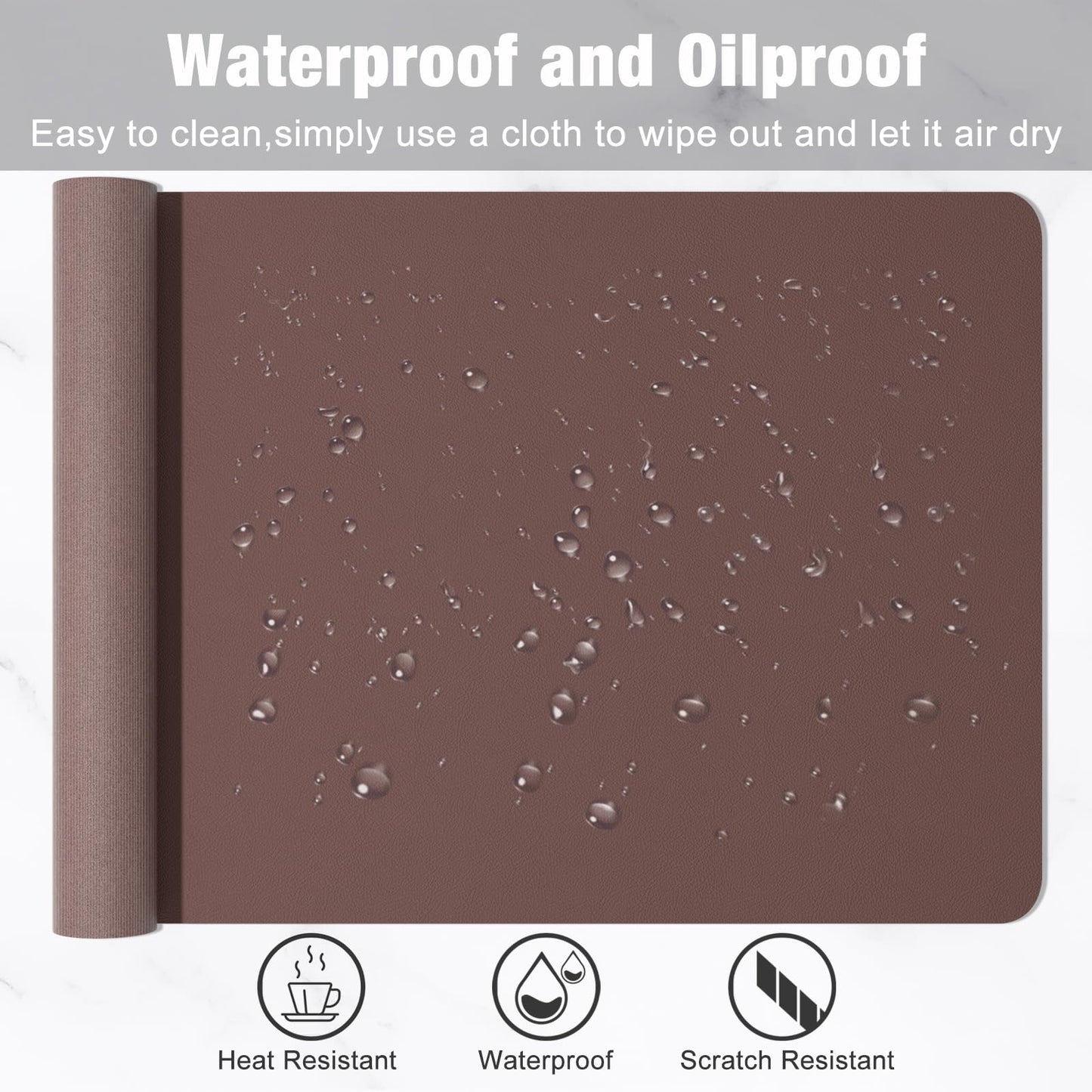 Hsurbtra Desk Pad, 35.5" x 17" PU Leather Desk Mat, XXL Extended Mouse Pad, Waterproof Desktop