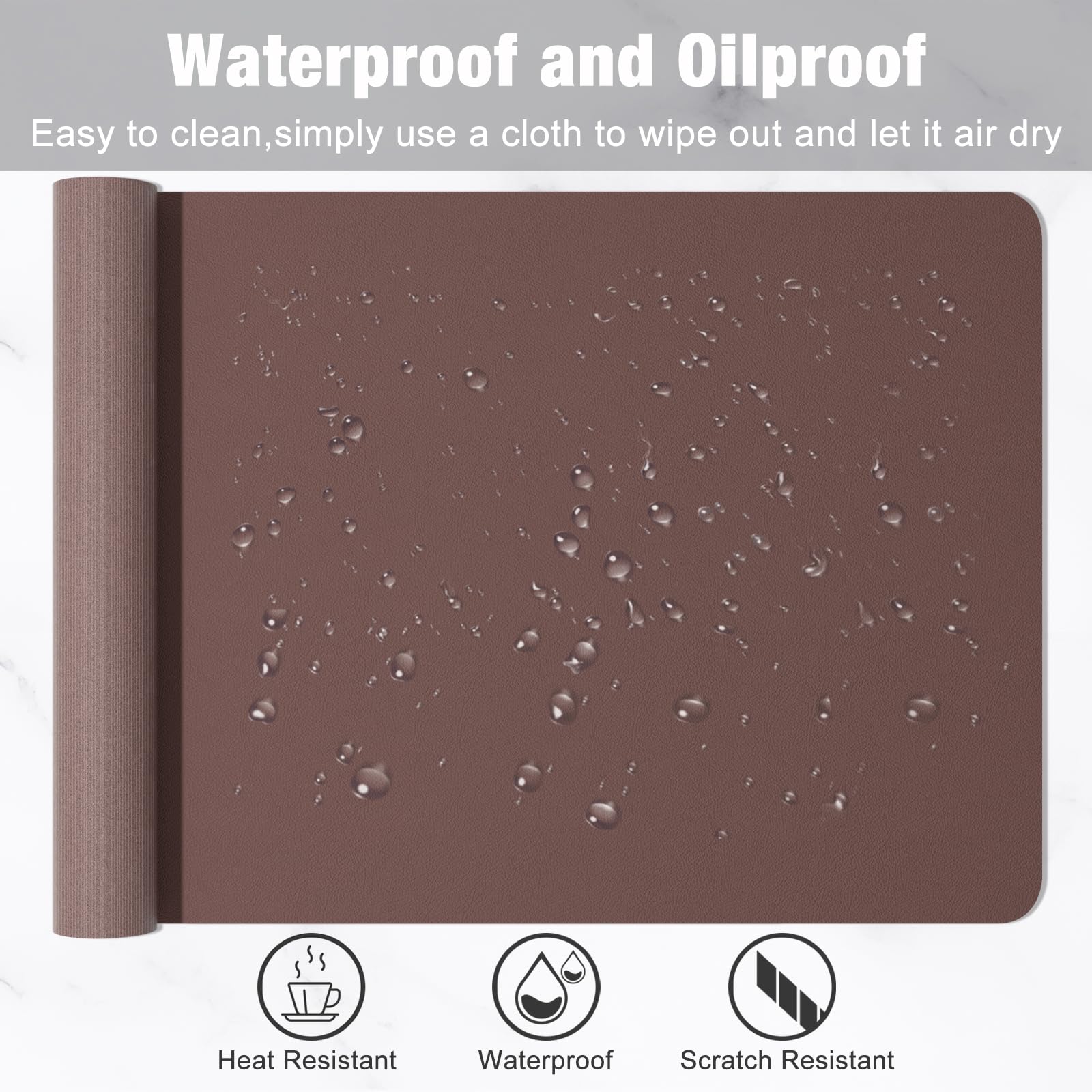 Hsurbtra Desk Pad, 35.5" x 17" PU Leather Desk Mat, XXL Extended Mouse Pad, Waterproof Desktop