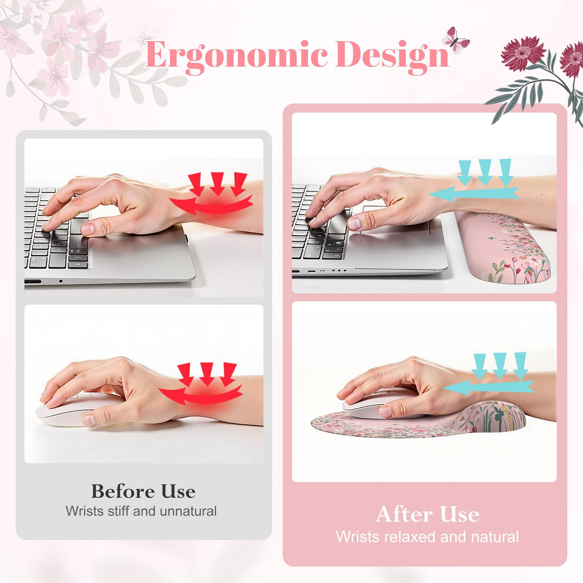 iLeadon Pink Mouse Pad, Scalloped Desk Mat Cute for Keyboard and Mouse