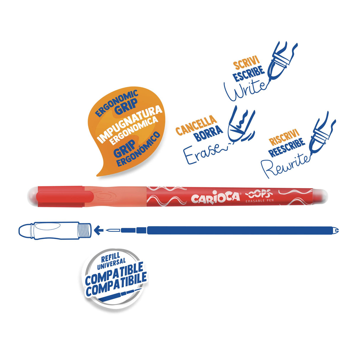 Carioca CF12 Erasable Pen Red OOPS