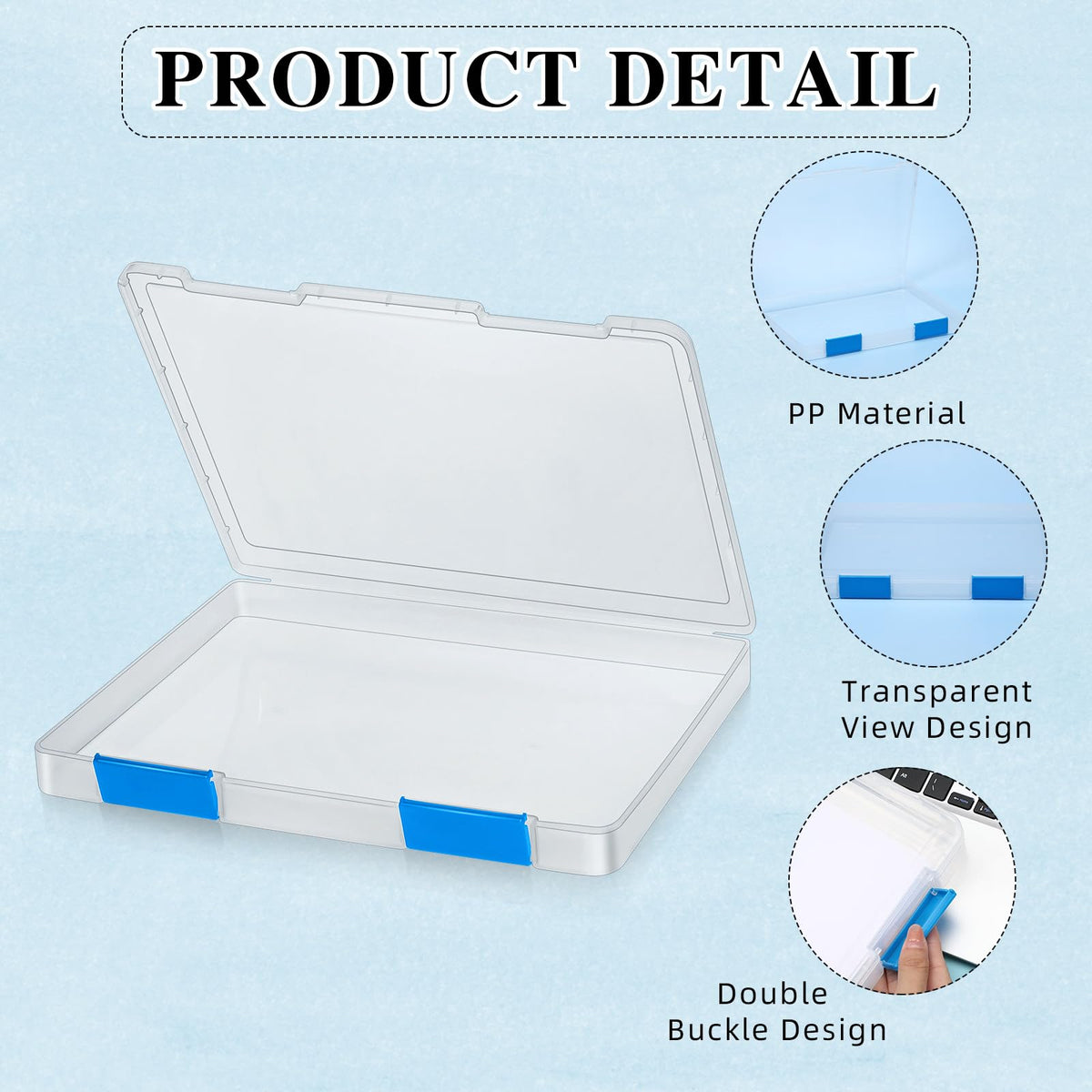 PerKoop 6 Pcs Clear Paper Storage Box,12.4 x 9.84 x 1.18 Inches,Blue