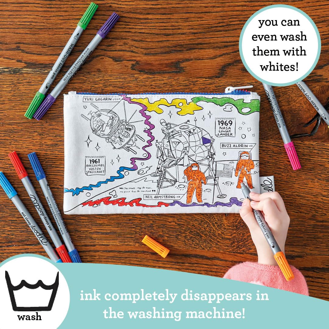 eatsleepdoodle Space Explorer Coloring Pencil Case, 10pk Washable Markers