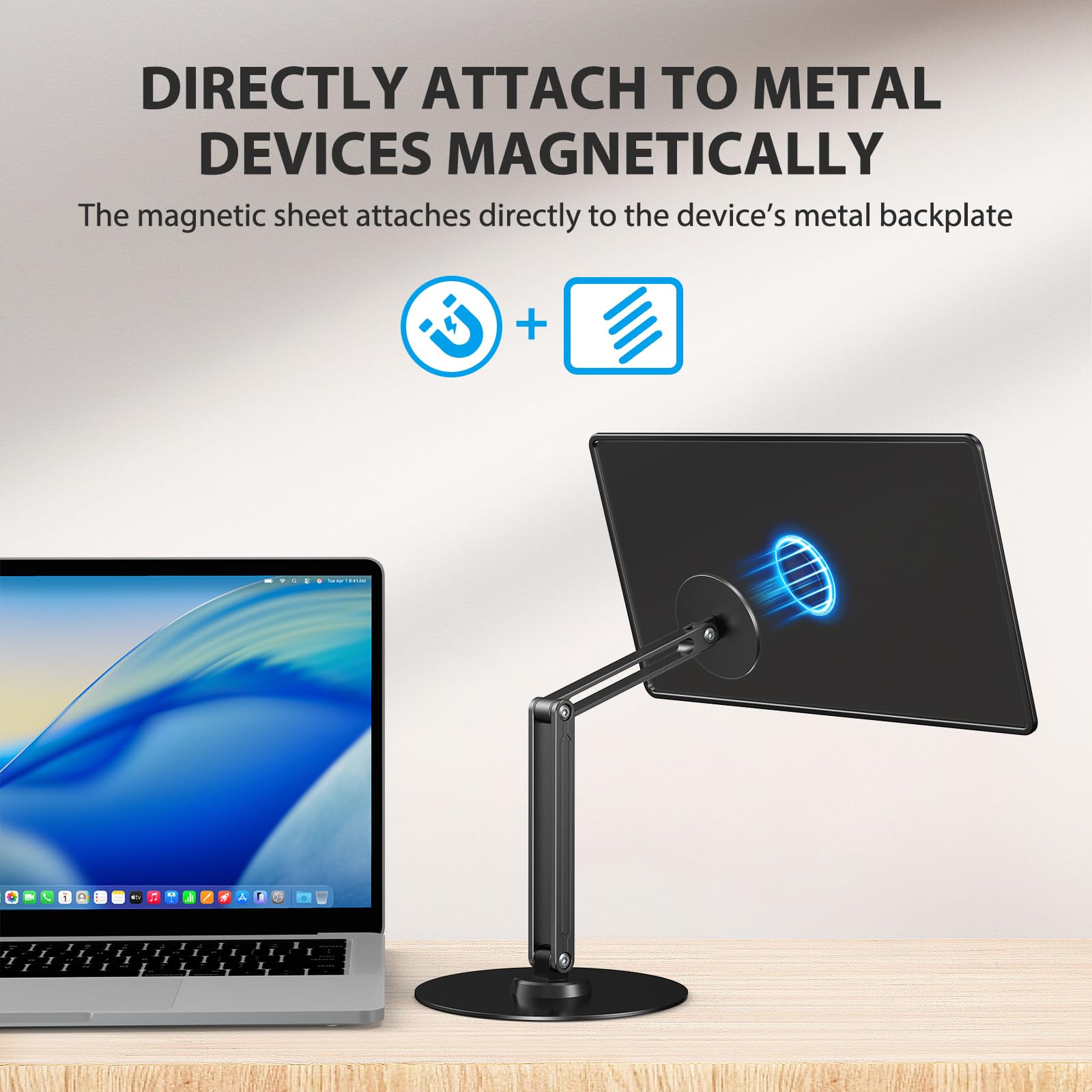 UPERFECT Magnetic VESA Stand, Adjustable Aluminum Arm for Portable Monitor