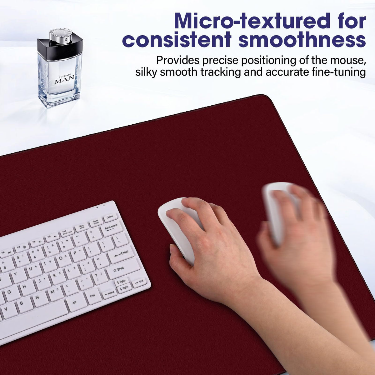 31.5" x 15.7" Waterproof Fabric Mouse Pad, Rubber Anti-Slip Base, Wine Red