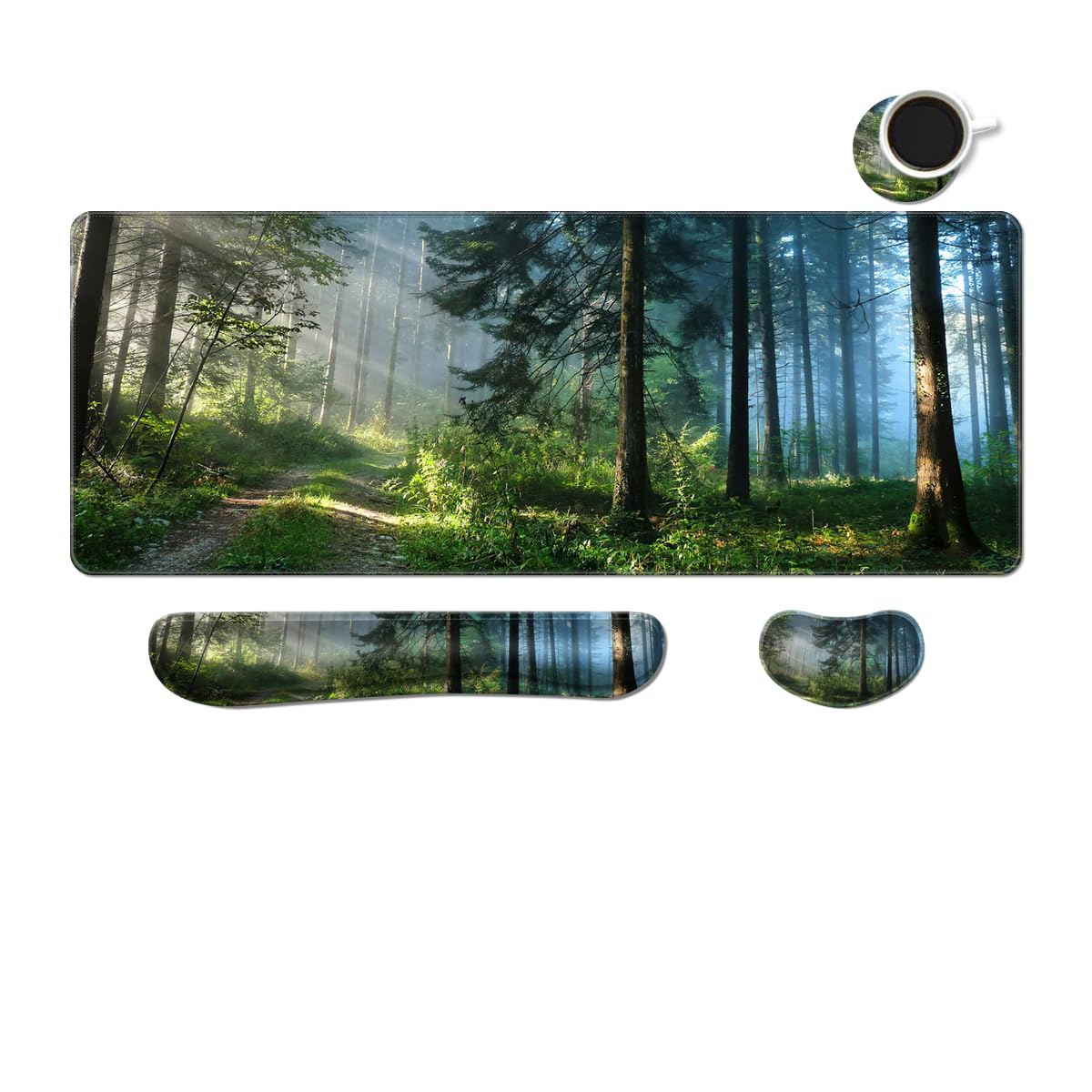 MIBITRI Keyboard Mouse Pad Set, Extended Gaming Mouse Pad+Ergonomics Keyboard Wrist Rest Support