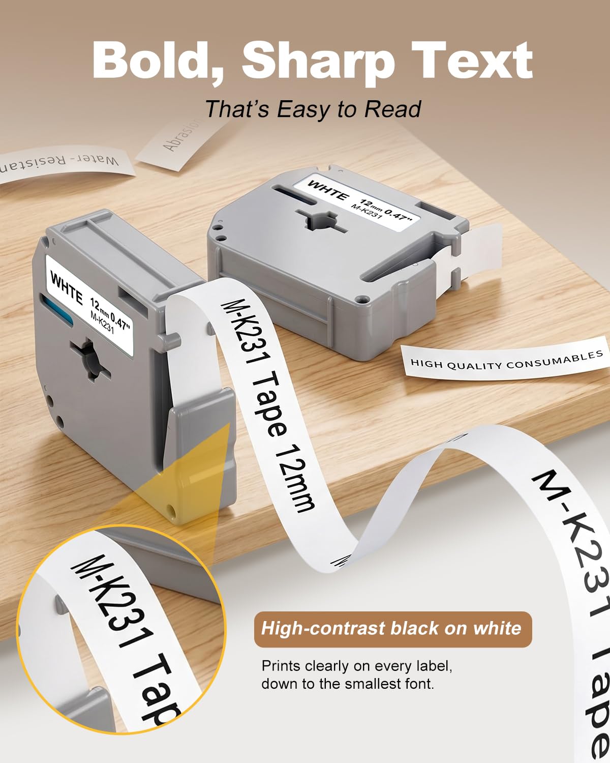 Weemay Color M Tape Compatible for Brother Label Maker 12mm 0.47 M-K231S