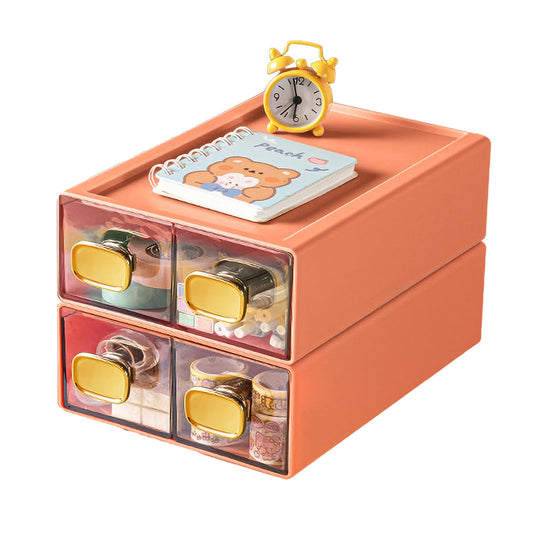 DETEIN 2PACK Stackable Storage Drawers for Desktop 6.5Wx9Lx3H Plastic Desk Organizer with Drawer