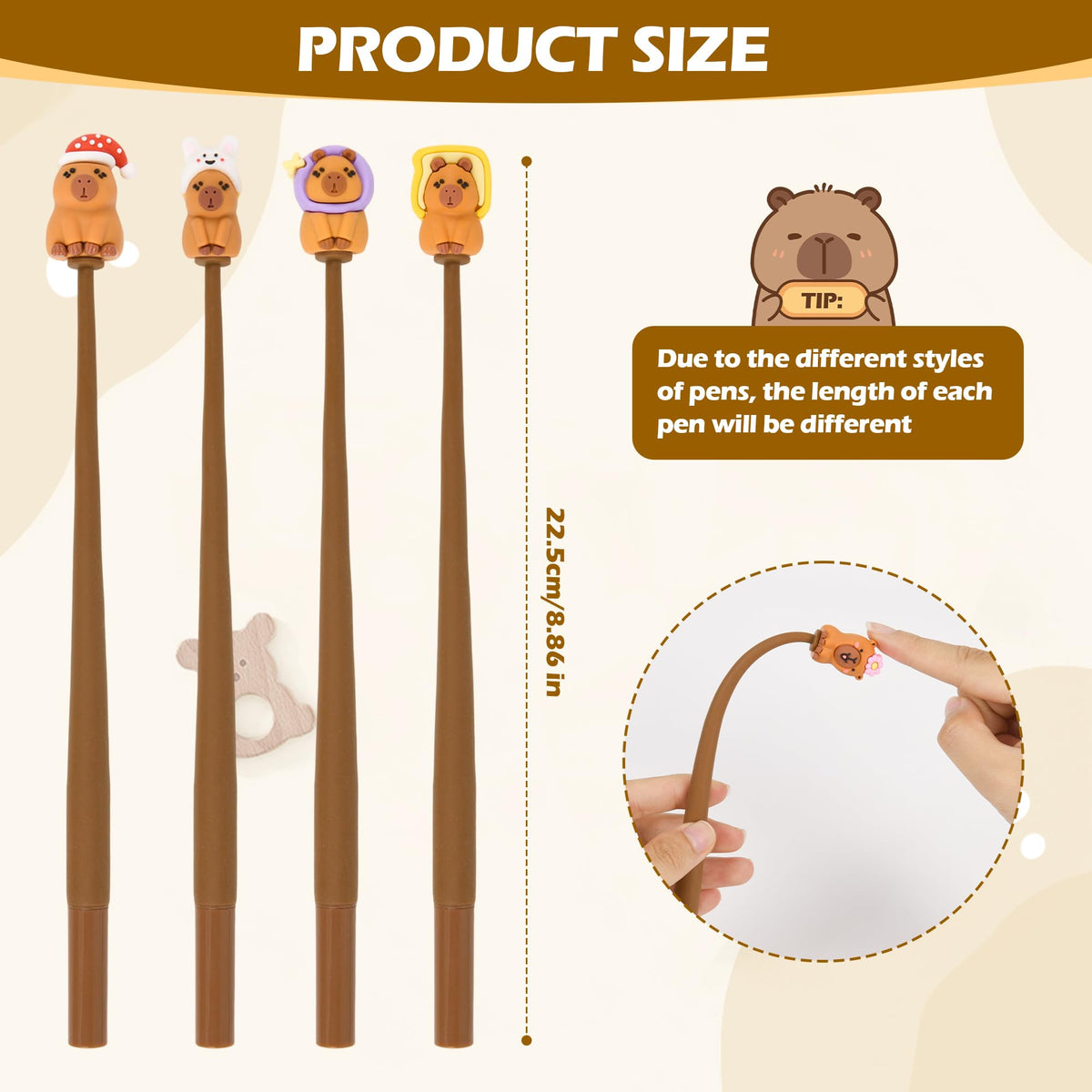LiYiQ 48 PCS Capybara Stress Relief Bobblehead Pens Fun Cute Pen for kids Fidget Pens Kawaii Pen