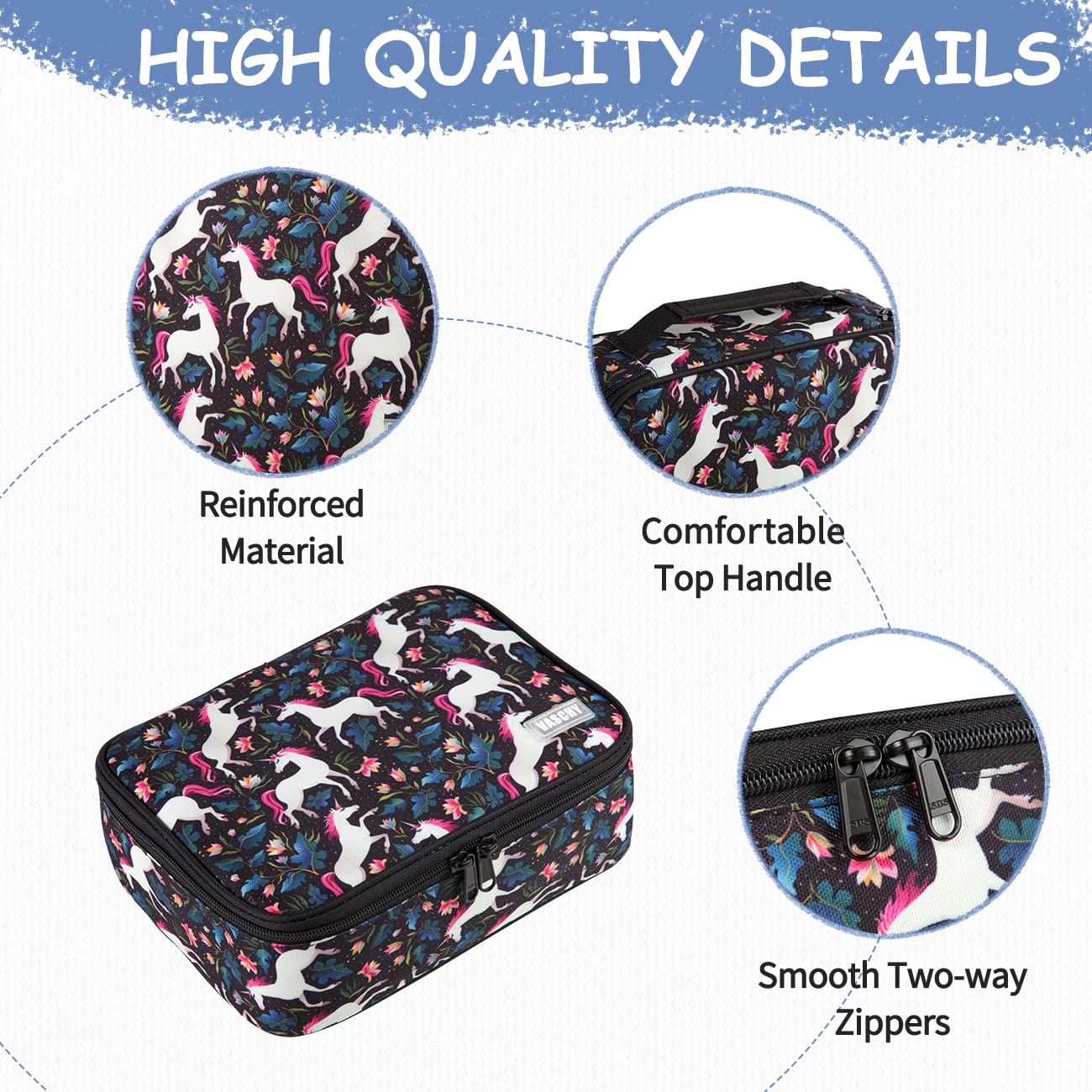 VASCHY Large Pencil Case, Art Color Pencils Pouch with Detachable Layers Multiple Zip Pockets for