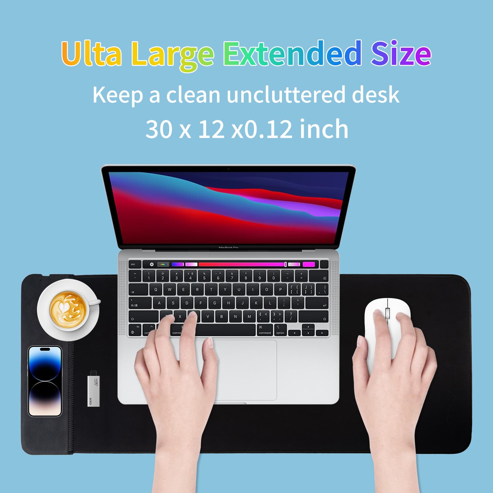 Tongyanat 15W Large Gaming Mouse Pad with Superior Micro-Weave Cloth, Extended Desk Mousepad with