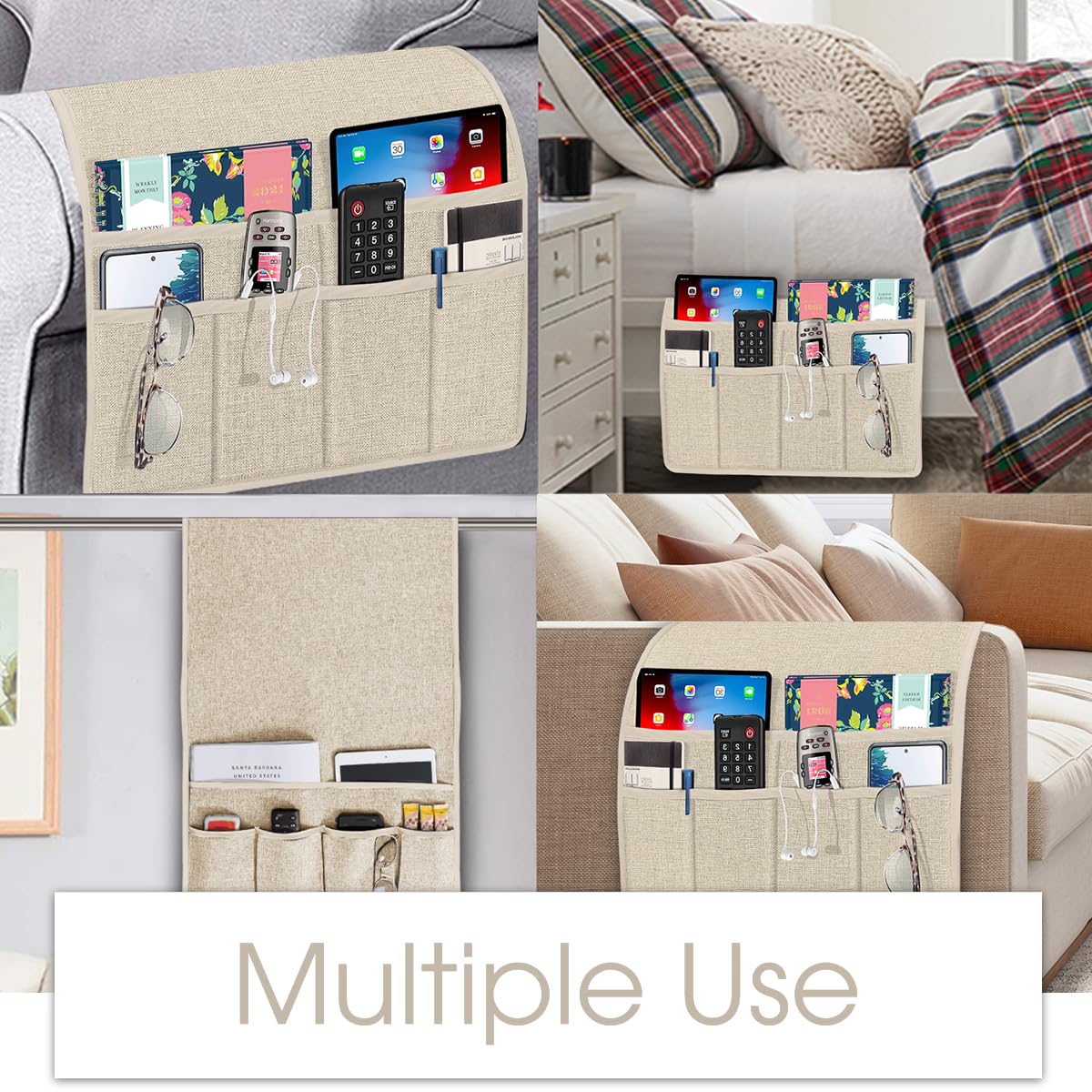 Joywell Remote Control Holder Armchair Caddy Armrest Organizer Beige