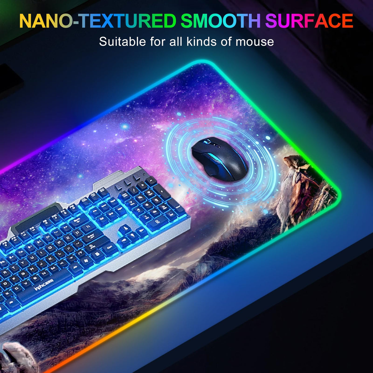 ARTSO RGB Gaming Mouse Pad, Large Extended Soft Led Mouse Pad with 14 Lighting Modes 2 Brightness