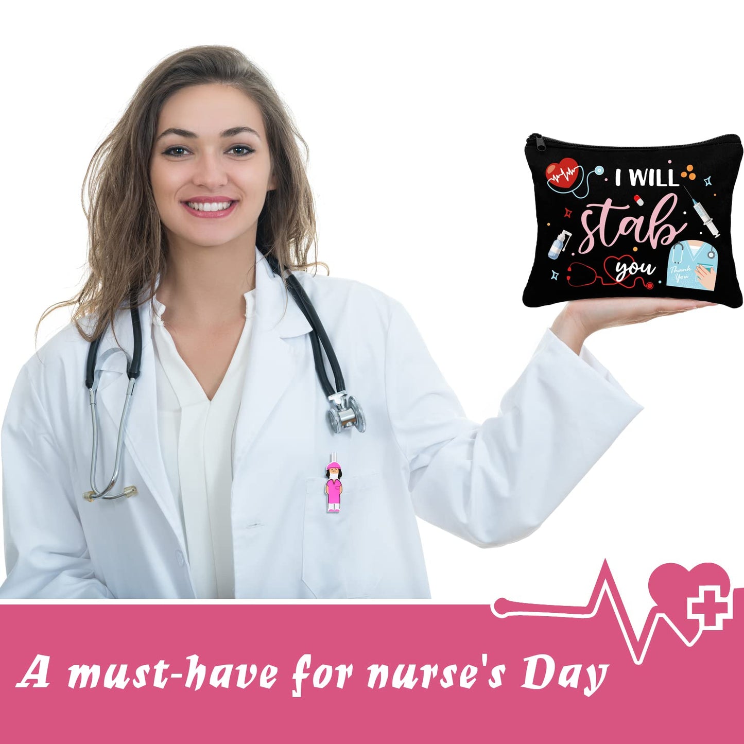 Sabary 48 Pcs Nurse Gifts Set for Women 12 Makeup Cosmetic Bag 12 Notebooks 12 Doctor Nurse