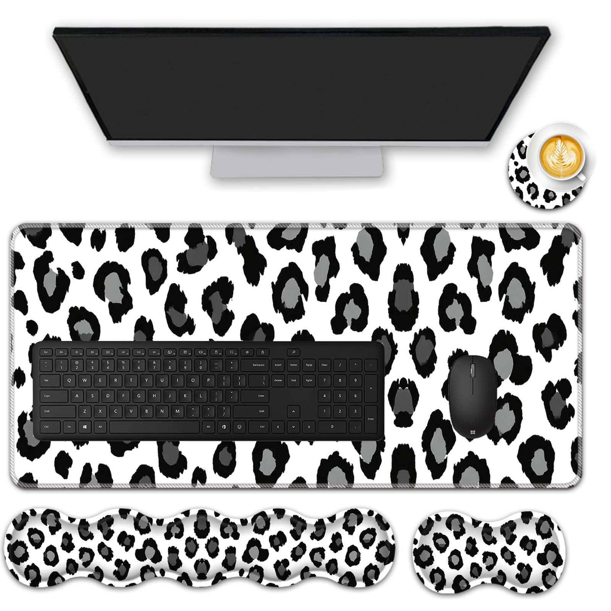 FGDRFGRW Mouse Pad Set,(31.5×11.8 in) Desk Pad + Keyboard Wrist Rest Support + Mouse Wrist Rest +