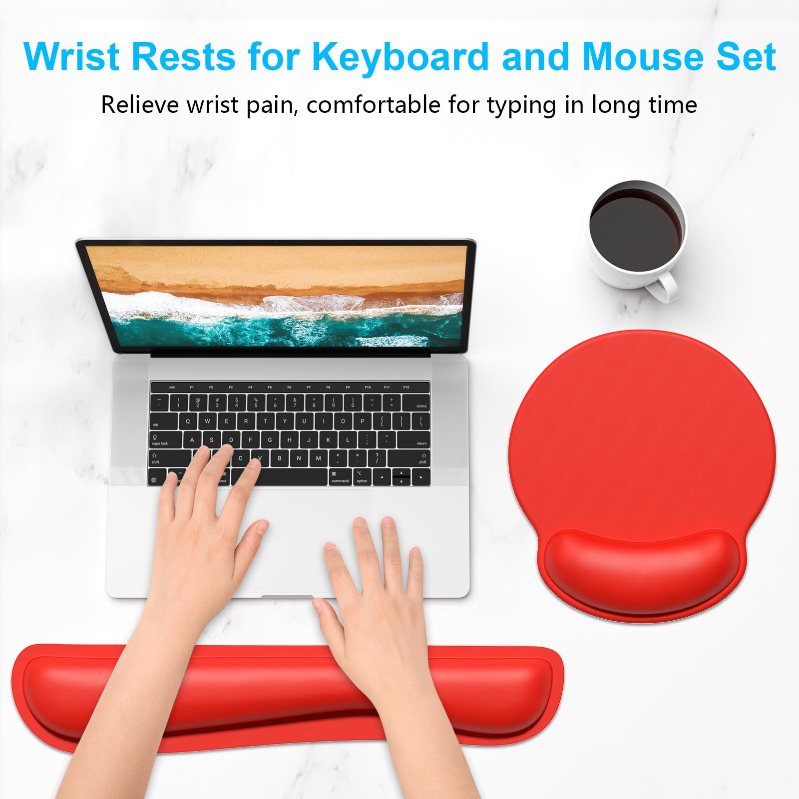 Dapesuom Keyboard Wrist Rest and Mouse Pad with Wrist Support, Cute Memory Foam Cushion for