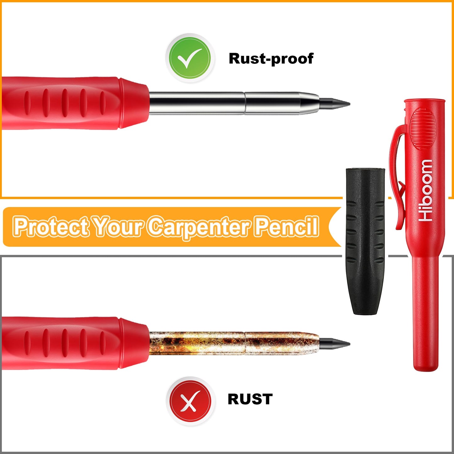 4 Pack Carpenter Pencil with 24 Refills Built In Sharpener,Multi Colors