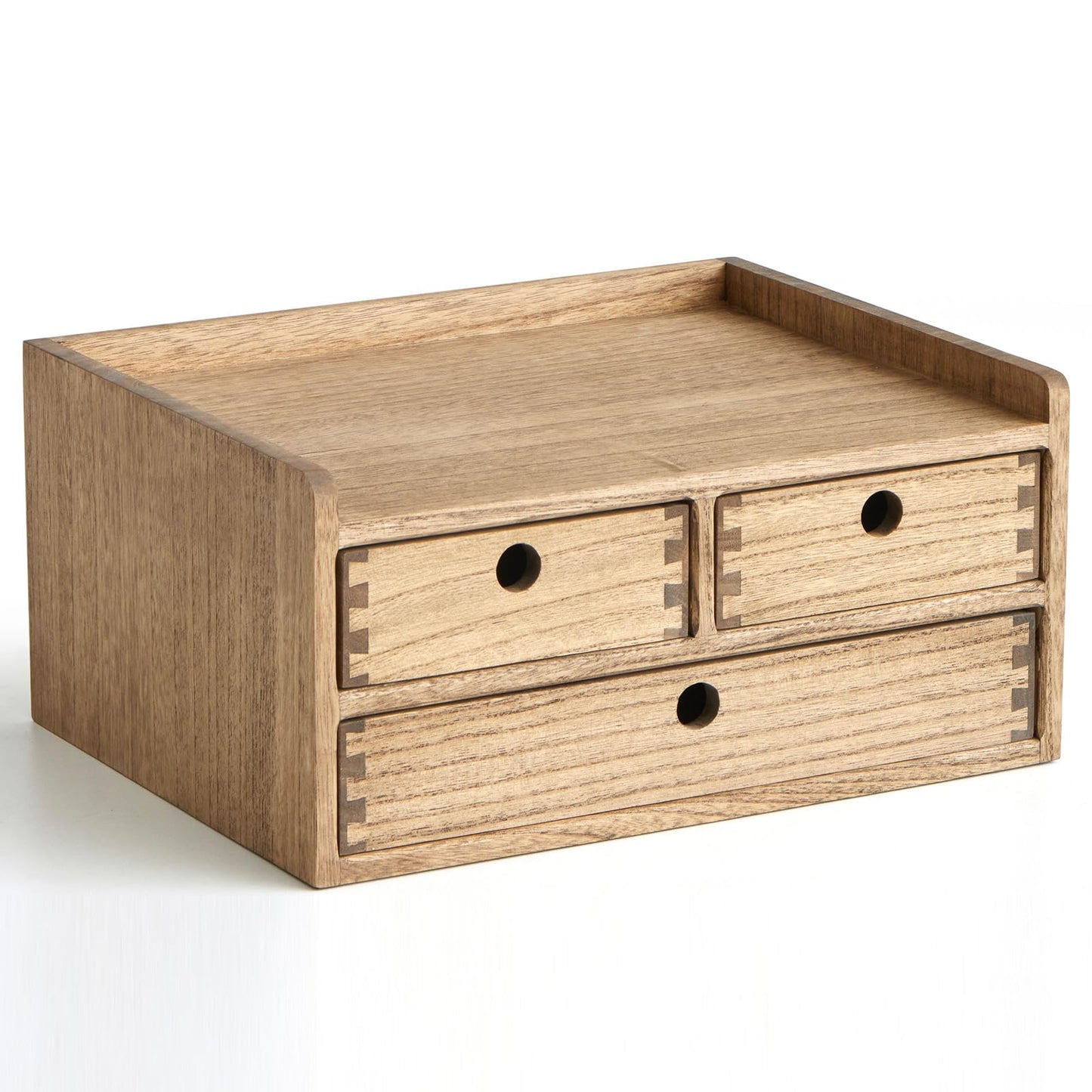KIRIGEN Wooden Desk Organizer with 3 Drawers and Top Shelf Brown DT2D3C-DBR
