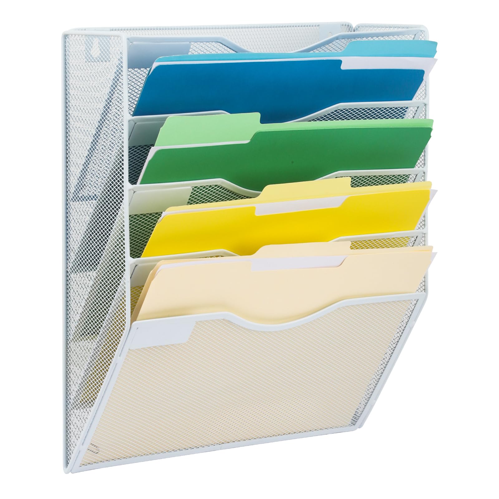 EASEPRES 5 Pocket Mesh Hanging Wall File Organizer, Wall Mounted Mail Paper Document Folder Holder