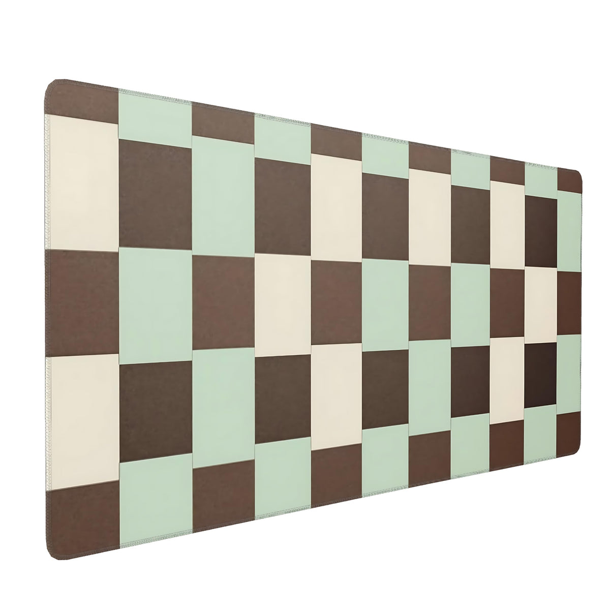 Cute Aesthetic Checkered Gaming Mouse Pad, Morandi Boho Desk Mat with Anti-Slip Base & Stitched