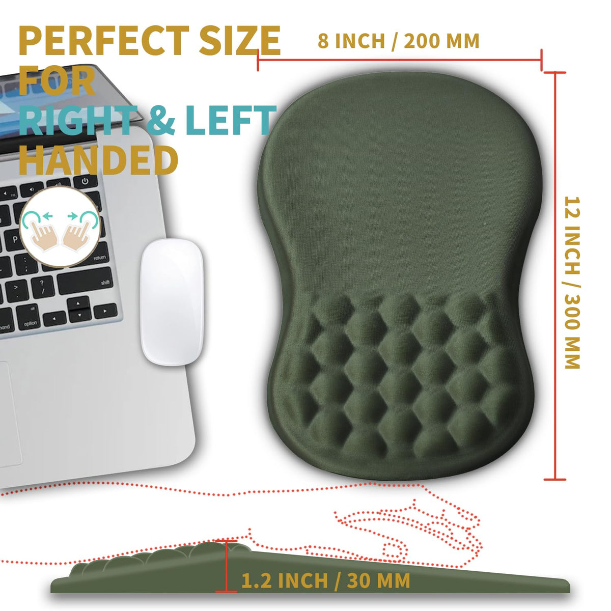 Hokafenle Ergonomic Mouse Pad Wrist Support with Massage Design, Wrist Rest Pain Relief Mousepad