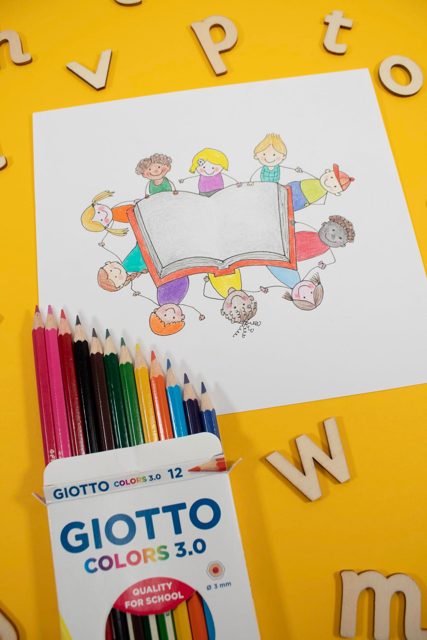 GIOTTO Colors 3.0 Colouring Pencils, 12 Pieces in Assorted Colours, Ideal for Children, Parties and