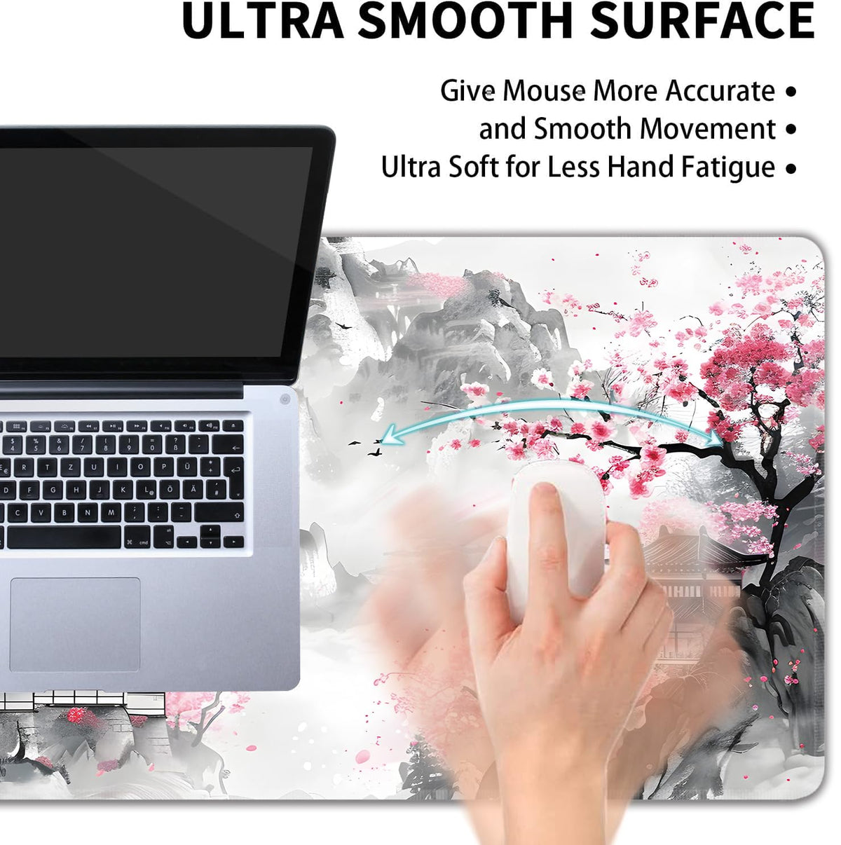 Japanese Cherry Blossom Large Mouse Pad,Gaming Keyboard Desk Pad,Extended Mouse Mat Non-Slip Rubber