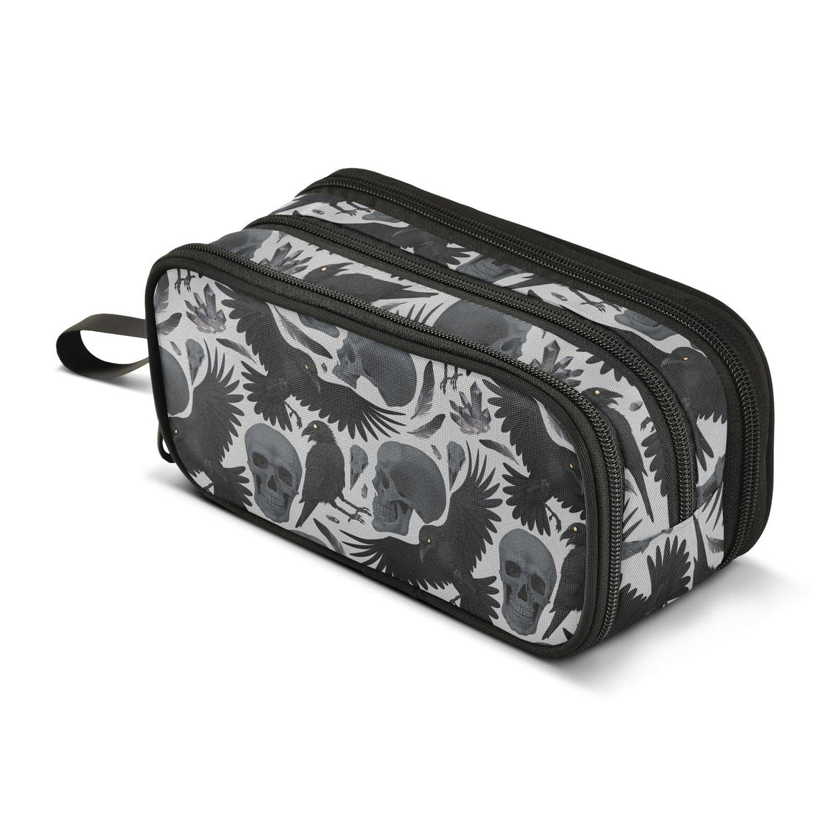 Sletend Pencil Case Gothic Crows Skulls 3 Compartments Pencil Pouch