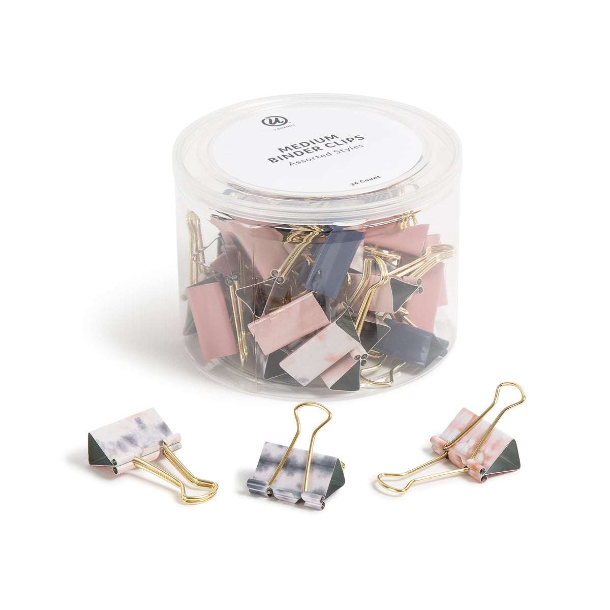 U Brands Binder Clips, 36-Count, 1-1/4 Inch, Medium Paper Clamps, Soft Dye