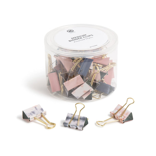 U Brands Binder Clips, 36-Count, 1-1/4 Inch, Medium Paper Clamps, Soft Dye