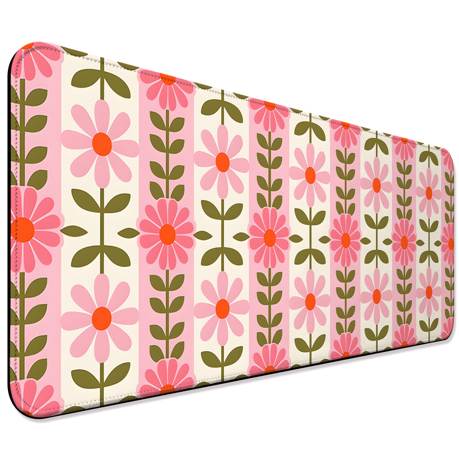 JIANG100 Vintage Pink Flower Design Gaming Desk Mat, Extended Mouse Pad, XL