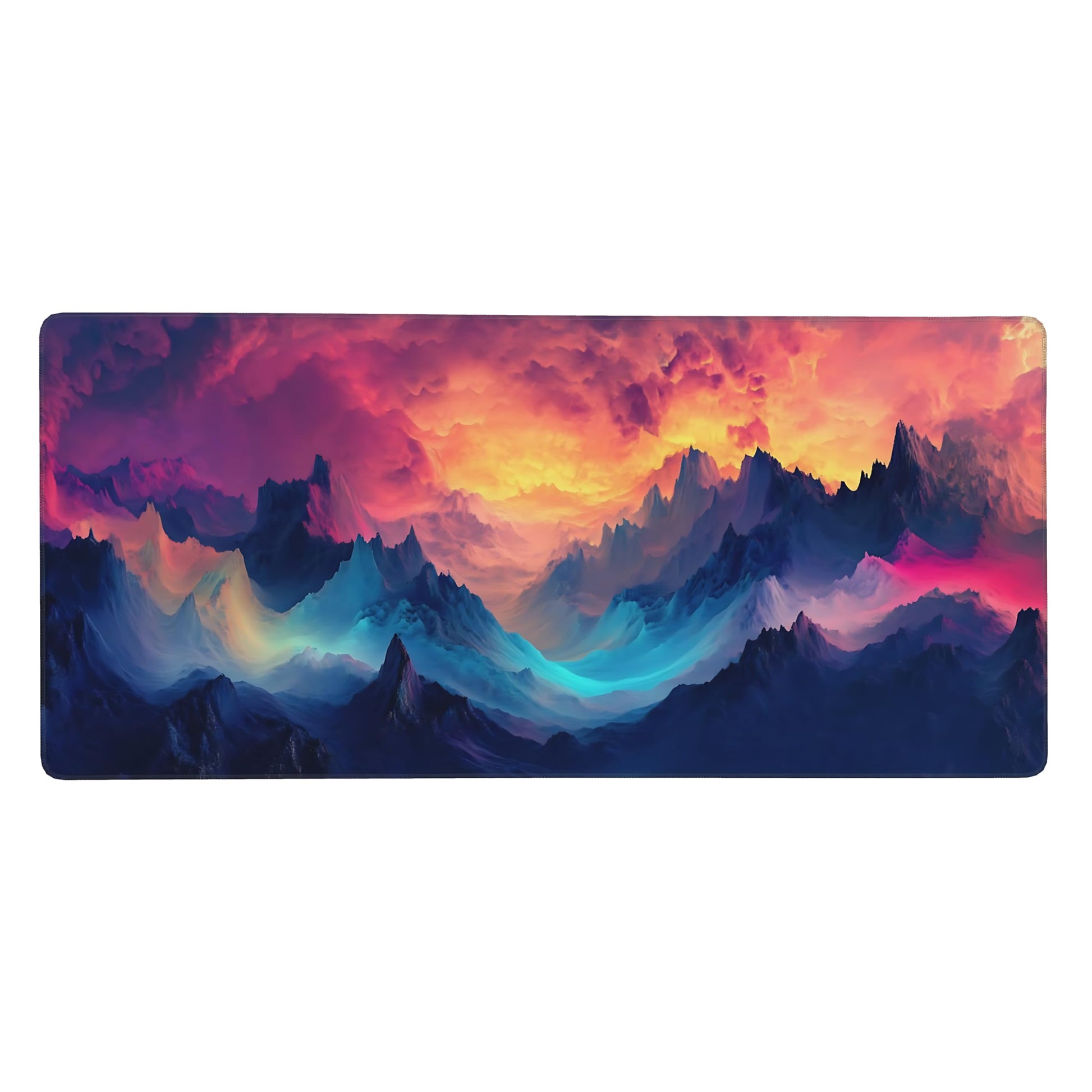 Aesthetic Cloud Gaming Mouse Pad, Blue Purple Surrealism Desk Mat with Anti-Slip Base & Stitched