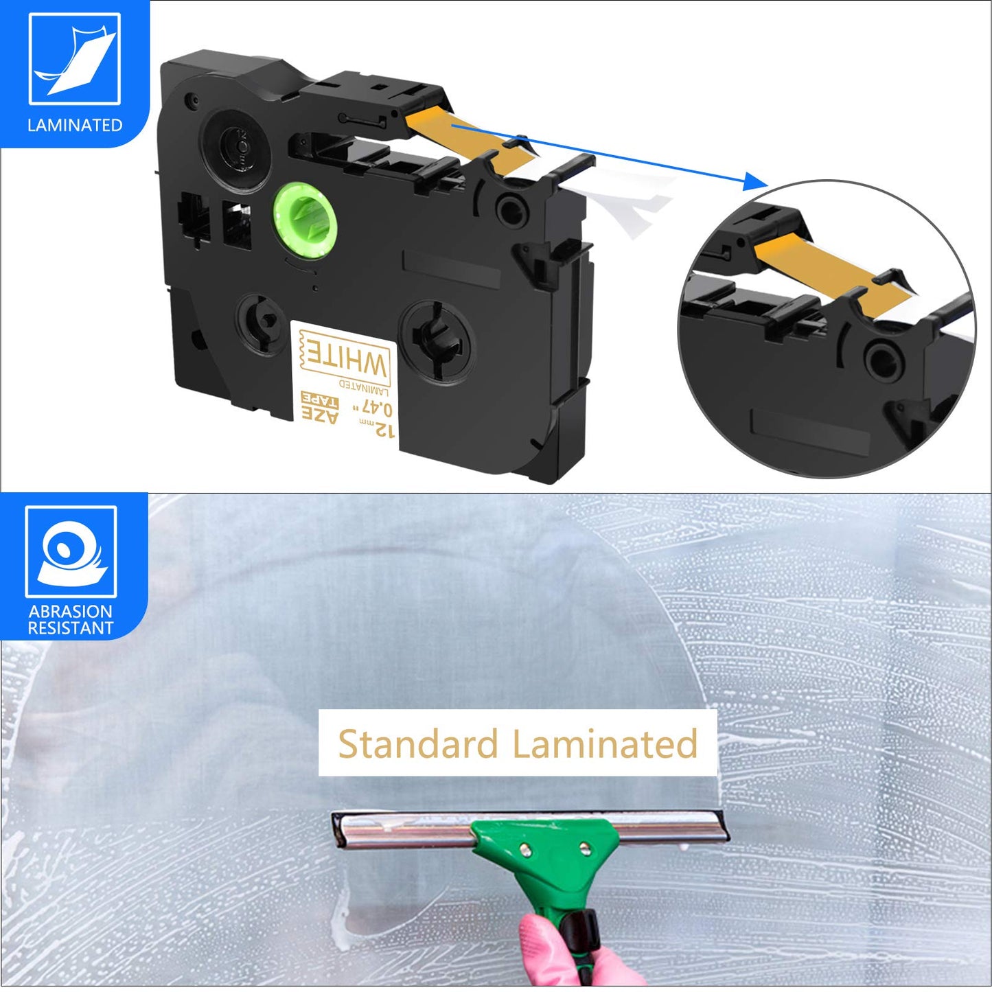 GREENCYCLE Compatible for Brother P Touch TZe Label Tape 12mm 0.47" Black on White/Clear/Silver