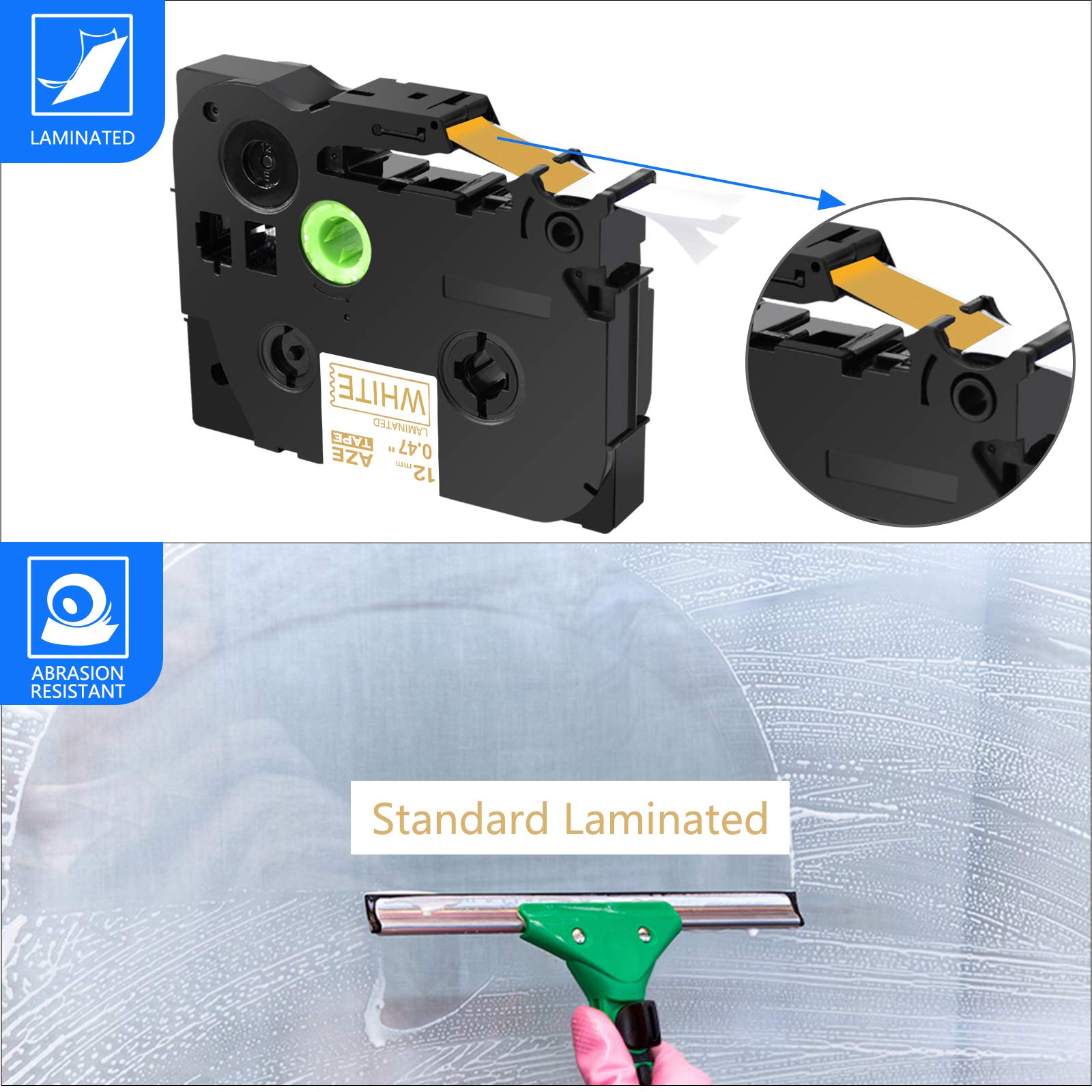 GREENCYCLE Compatible for Brother P Touch TZe Label Tape 12mm 0.47" Black on White/Clear/Silver