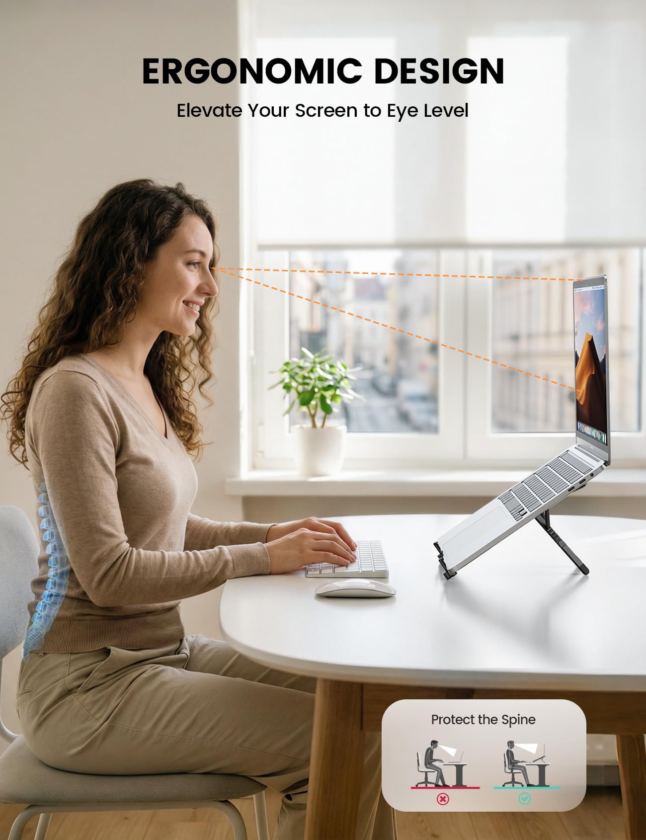 Lamicall Portable Laptop Stand for Desk Travel 0.47in Ultra-Slim Non-Magnet
