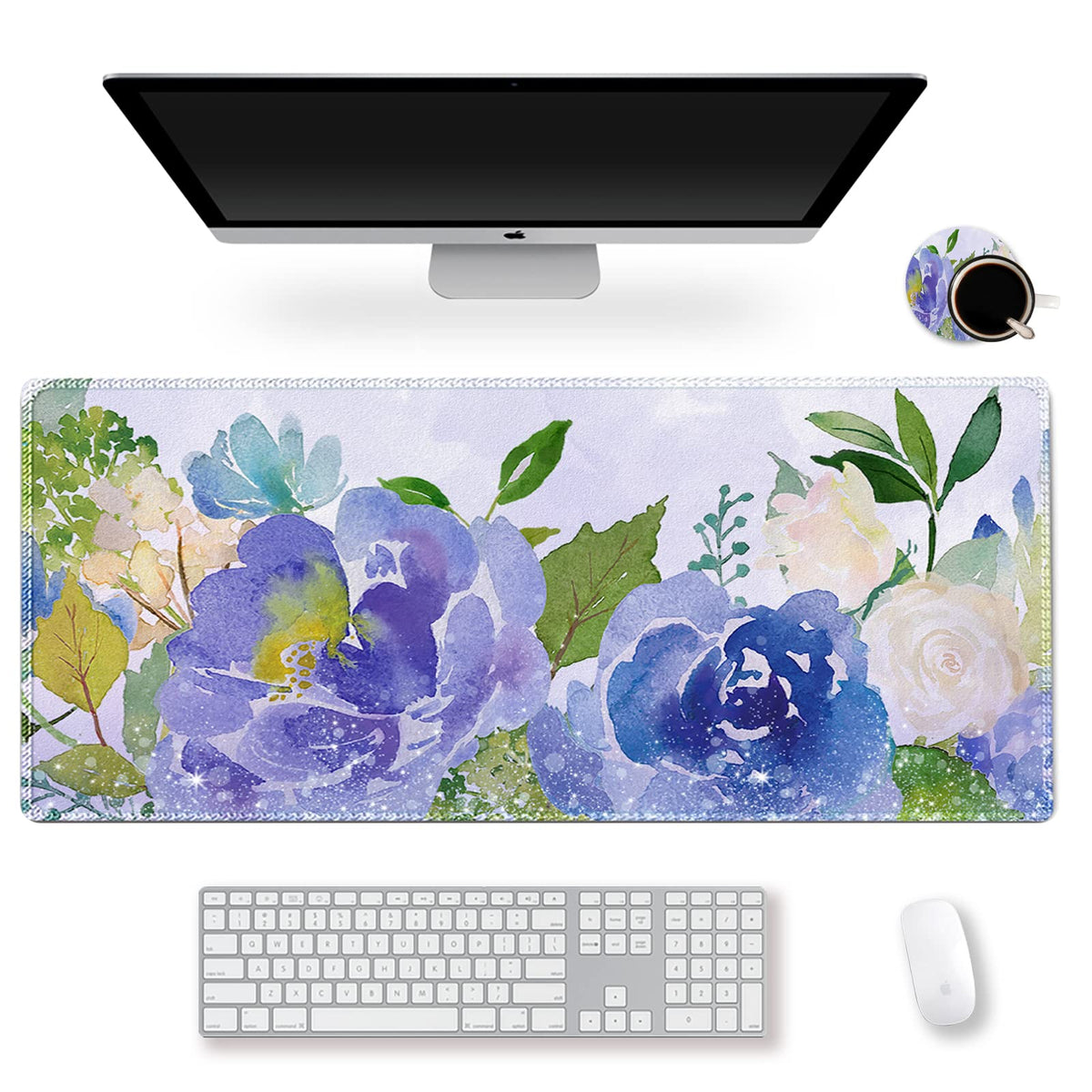 ARTSO Large Gaming Mouse Pad with Stitched Edges, XXL Extended Keyboard Mat Long Mousepad Desk