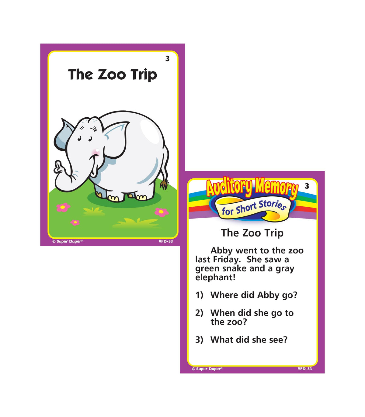 Super Duper Publications | Auditory Memory for Short Stories Fun Deck | Listening Comprehension