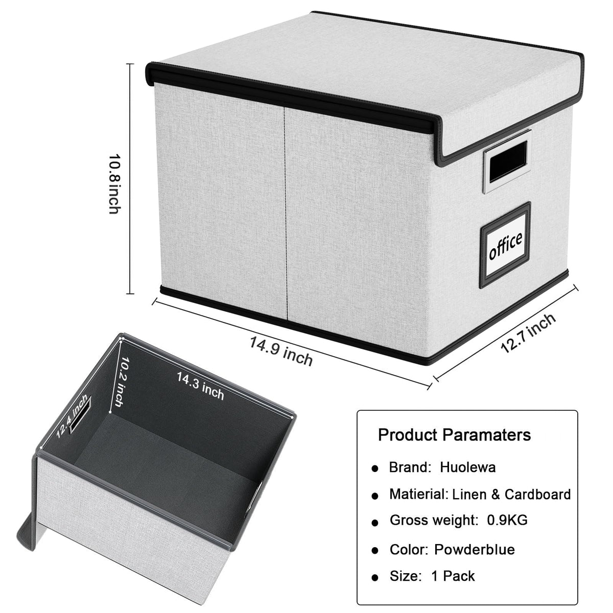 Huolewa File Organizer Box with Lids, Collapsible File Folder Organizer