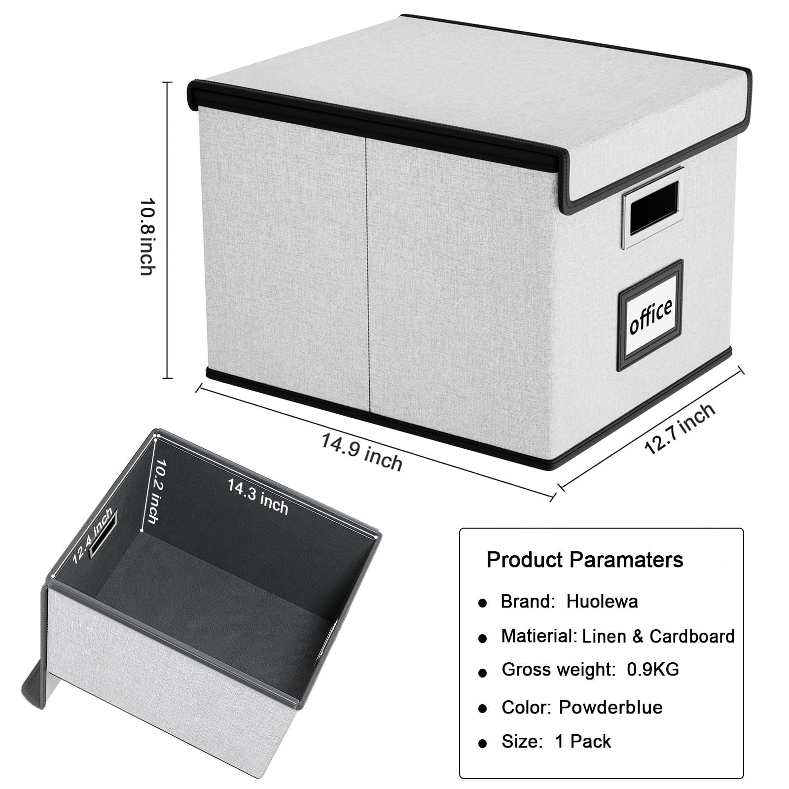 Huolewa File Organizer Box with Lids, Collapsible File Folder Organizer