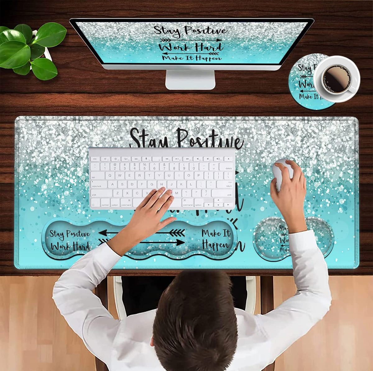 JVGFYNKL Extended Large Mouse Pad+Keyboard Wrist Rest Support , Ergonomic Memory Foam Easy Typing