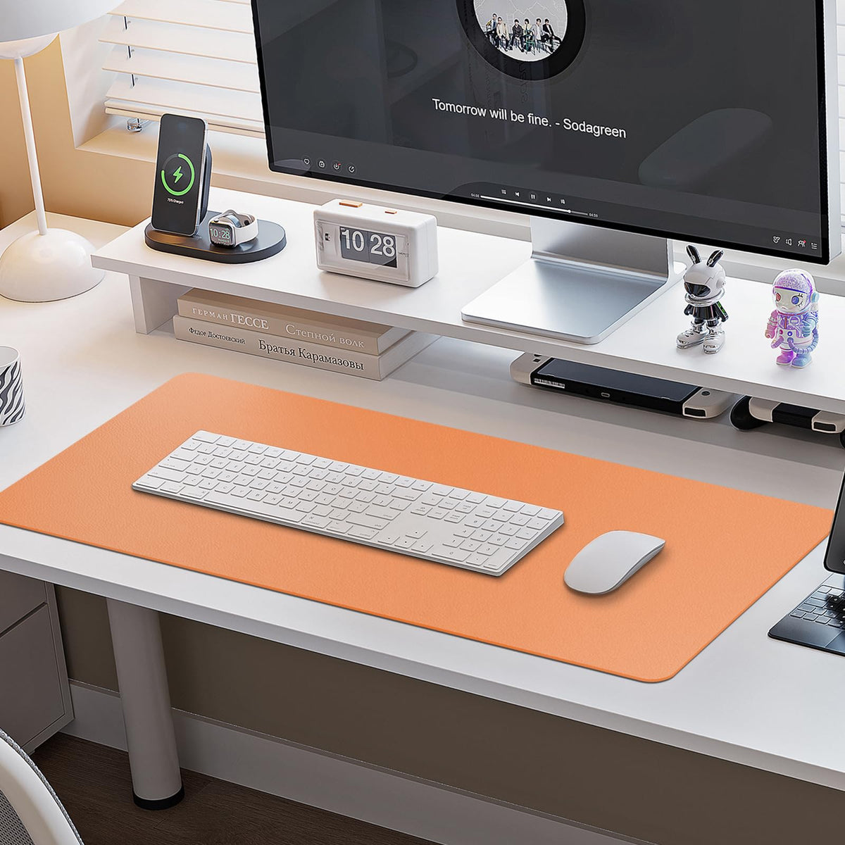 Boutilon Leather Desk Pad Protector,Non-Slip Mouse Pad,Laptop Desk Pad,Office Mouse Mat,Waterproof