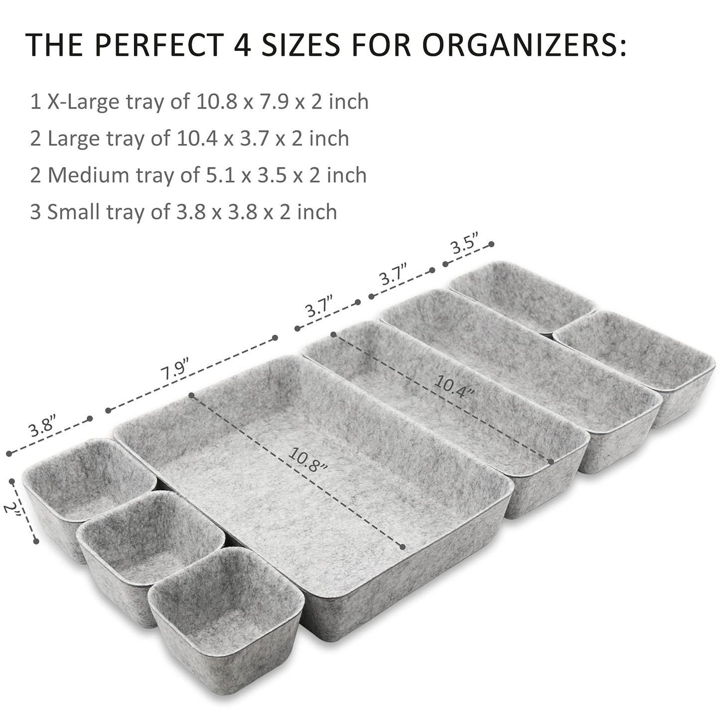 Newthinking Desk Drawer Organizer Trays, 8 Pack Square Storage Box Stackable Dividers, Save Desk